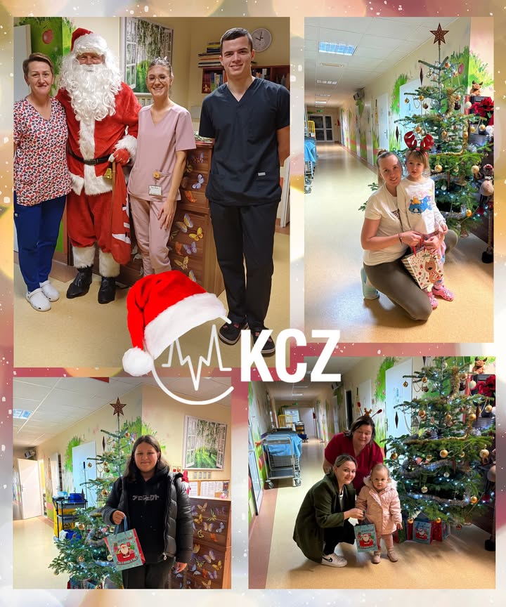 Pracownicy szpitala z dziećmi w czasie świąt.