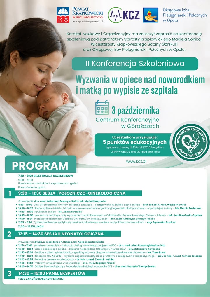 Plakat konferencyjny o opiece nad noworodkami.
